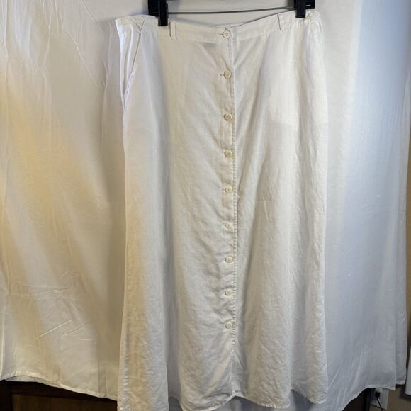 Autograph Dresses & Skirts - Autograph New York Women’s White Linen Button Front Skirt Size 12 100% Linen